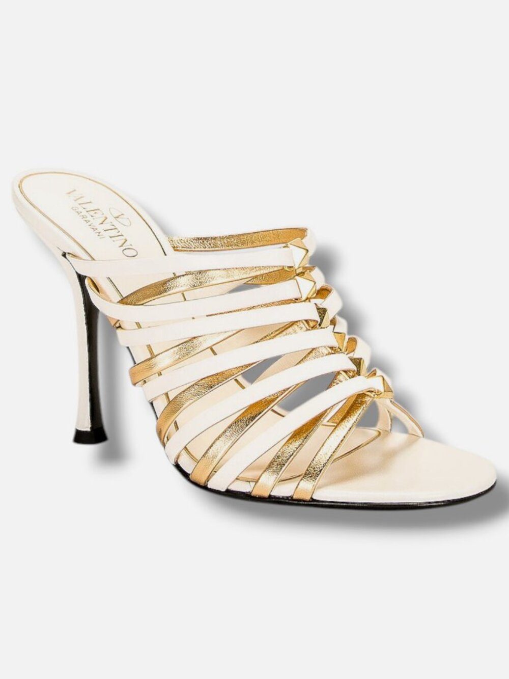 Valentino Garavani Women's White Rockstud Strappy Sandal Shoes Size EU:41 US:11